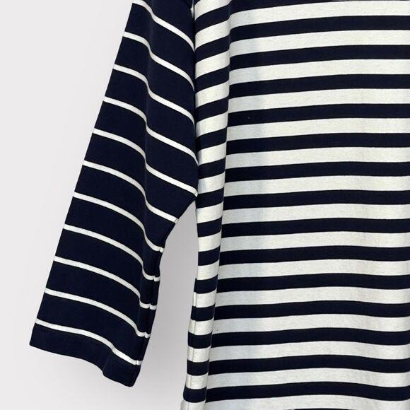 J. Crew Colorblock Mini Shift Dress Women L Navy Striped Nautical Thick Fabric - Picture 4 of 14